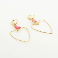 BIG OPEN RED HEART EARRINGS - GOLD &amp; SILVER