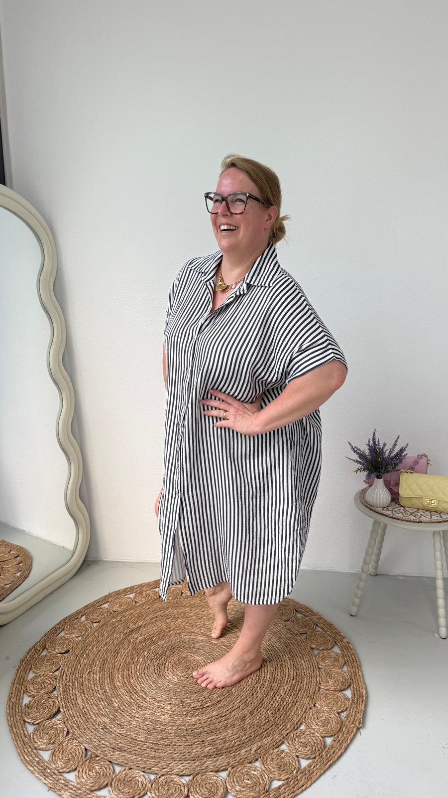 MOUSSELINE STREEP BLOUSE JURK - 2101