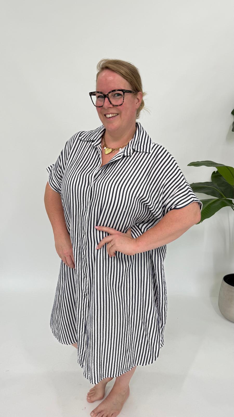MOUSSELINE STREEP BLOUSE JURK - 2101