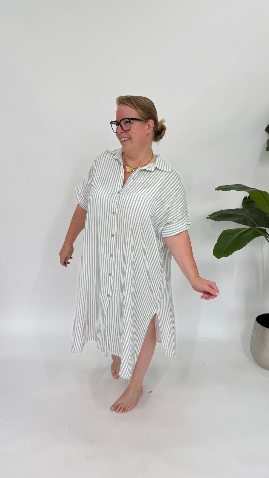 MOUSSELINE STREEP BLOUSE JURK - 2101