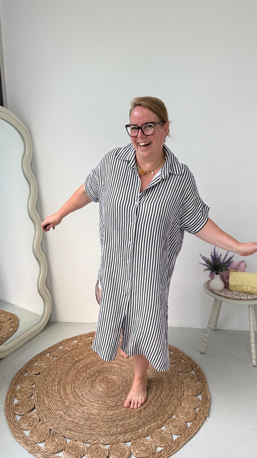MOUSSELINE STREEP BLOUSE JURK - 2101
