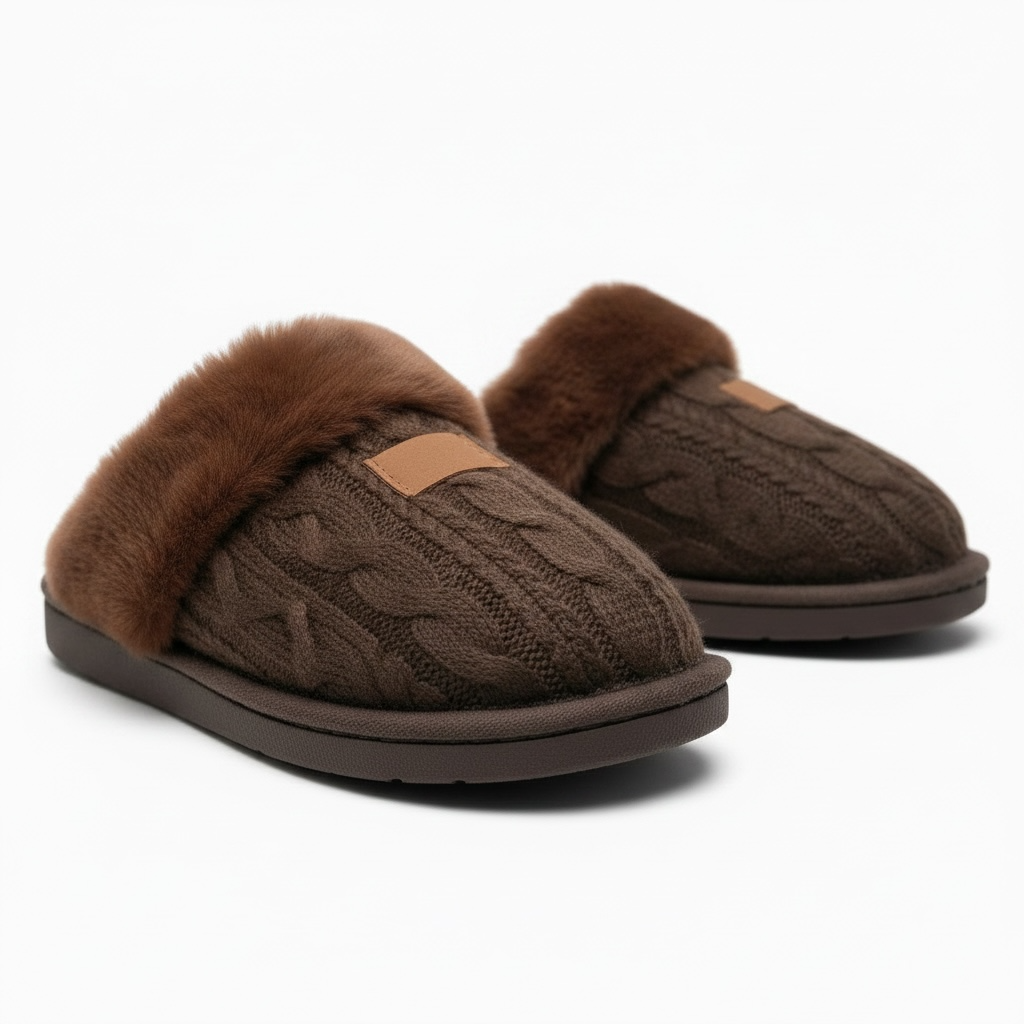 PANTOFFEL KABEL BRUIN - 2182