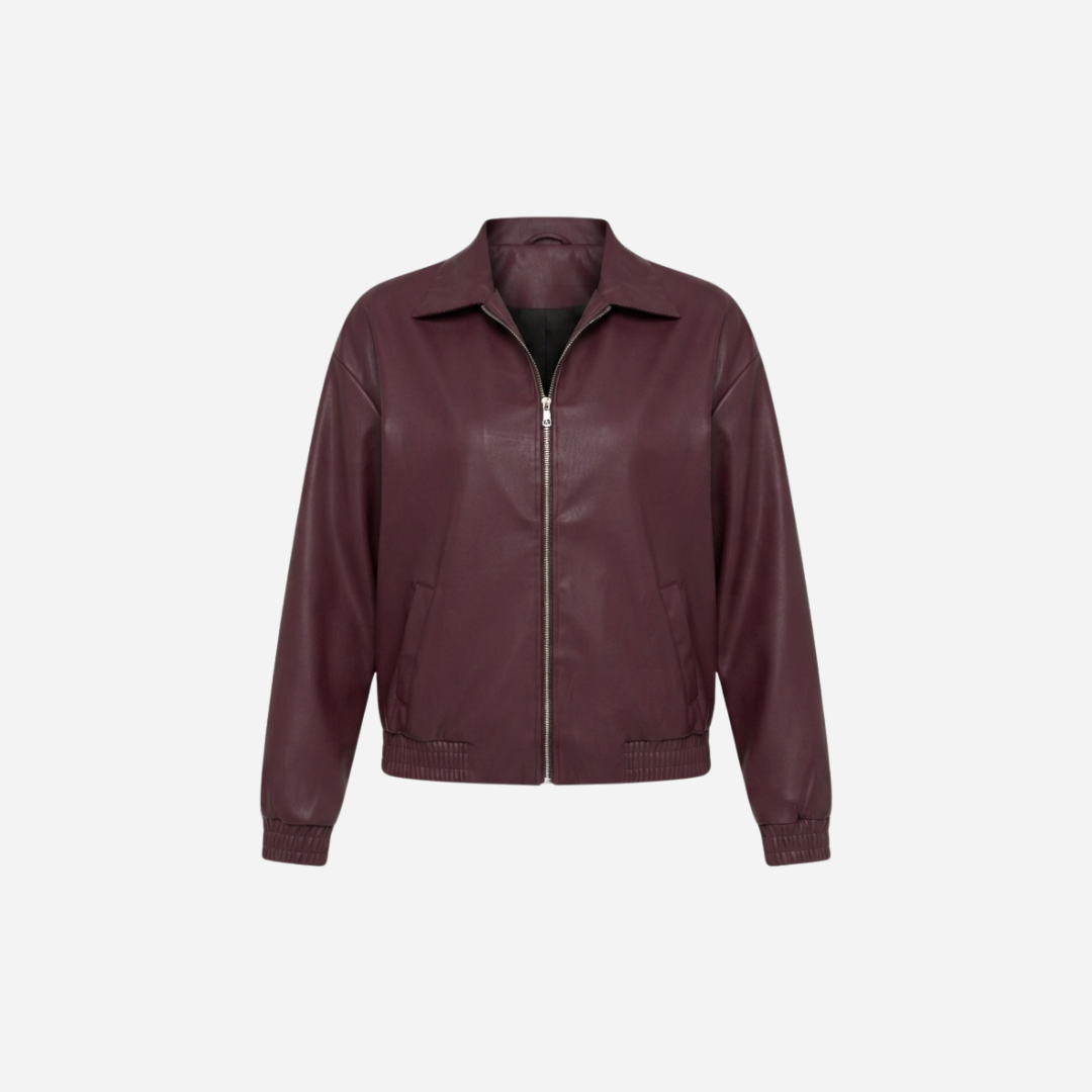LEATHER LOOK BALLON JACKET BURGUNDY