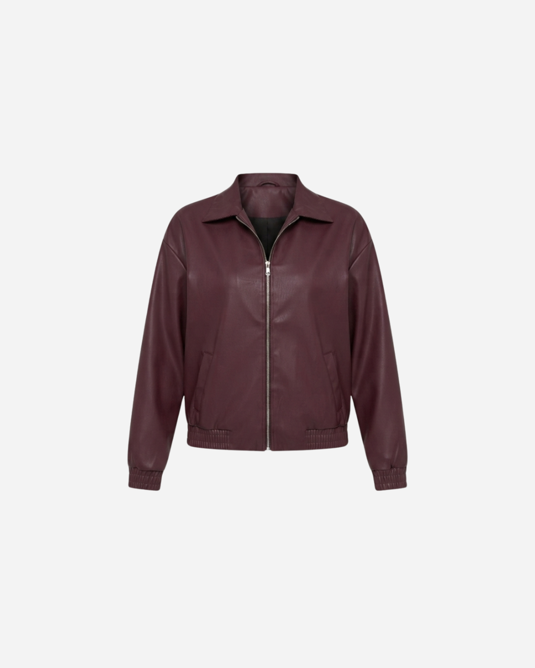 LEATHER LOOK BALLON JACKET BURGUNDY