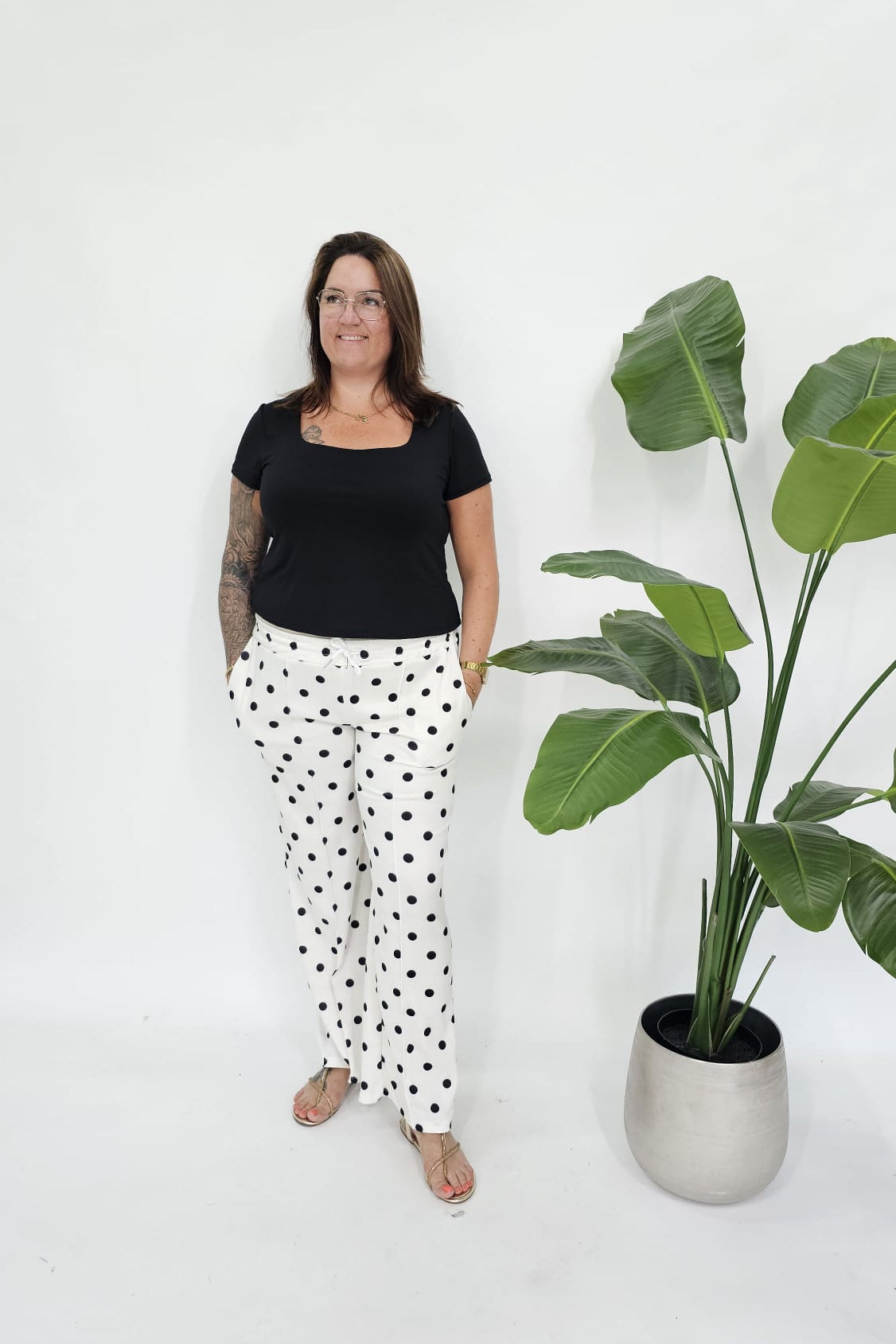 DOTS PANTALON JOGGER CREME