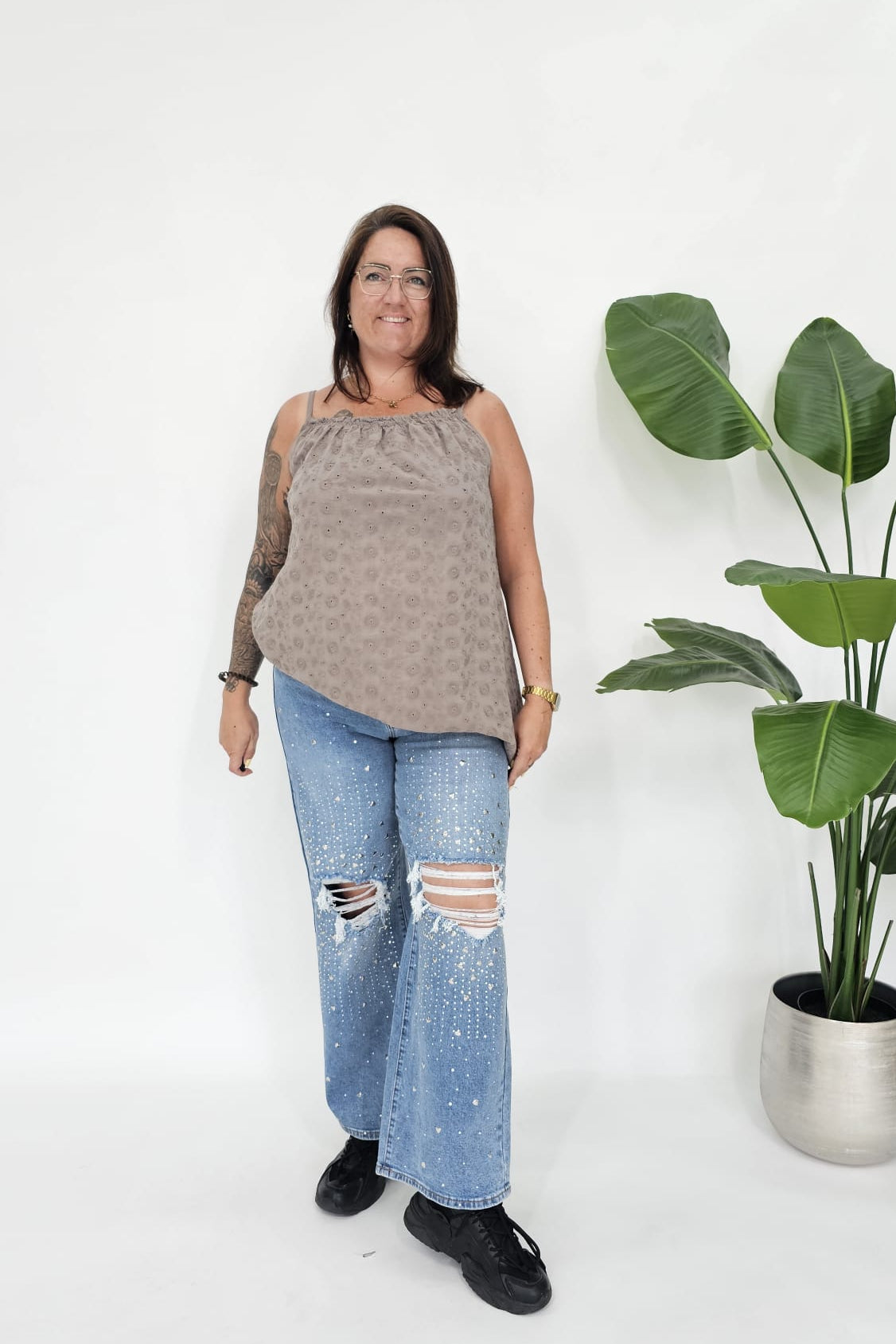 KATOENEN BRODERIE TOP - 2098