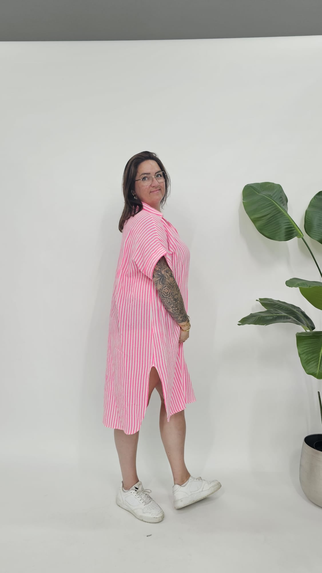 MOUSSELINE STREEP BLOUSE JURK - 2101