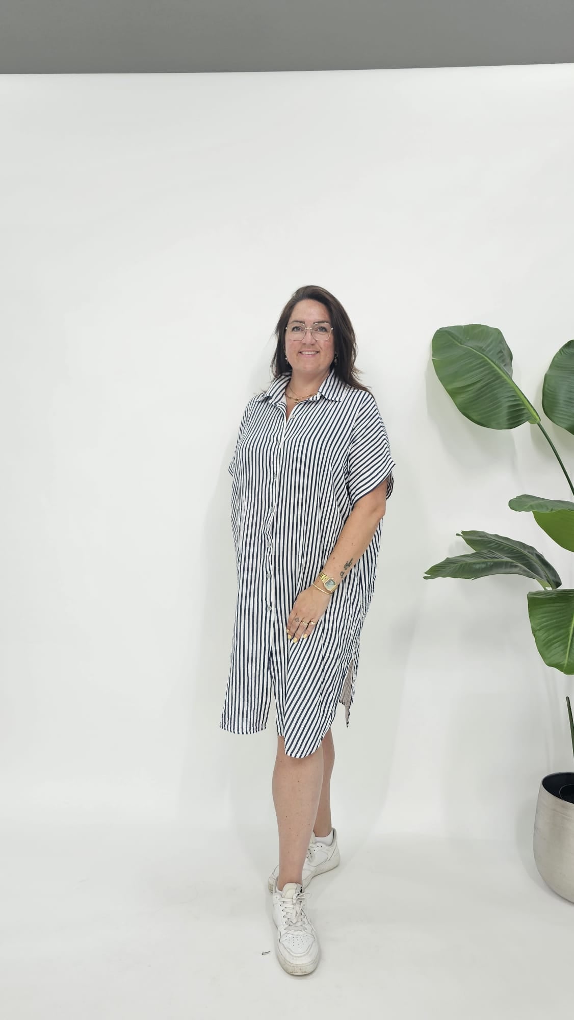 MOUSSELINE STREEP BLOUSE JURK - 2101
