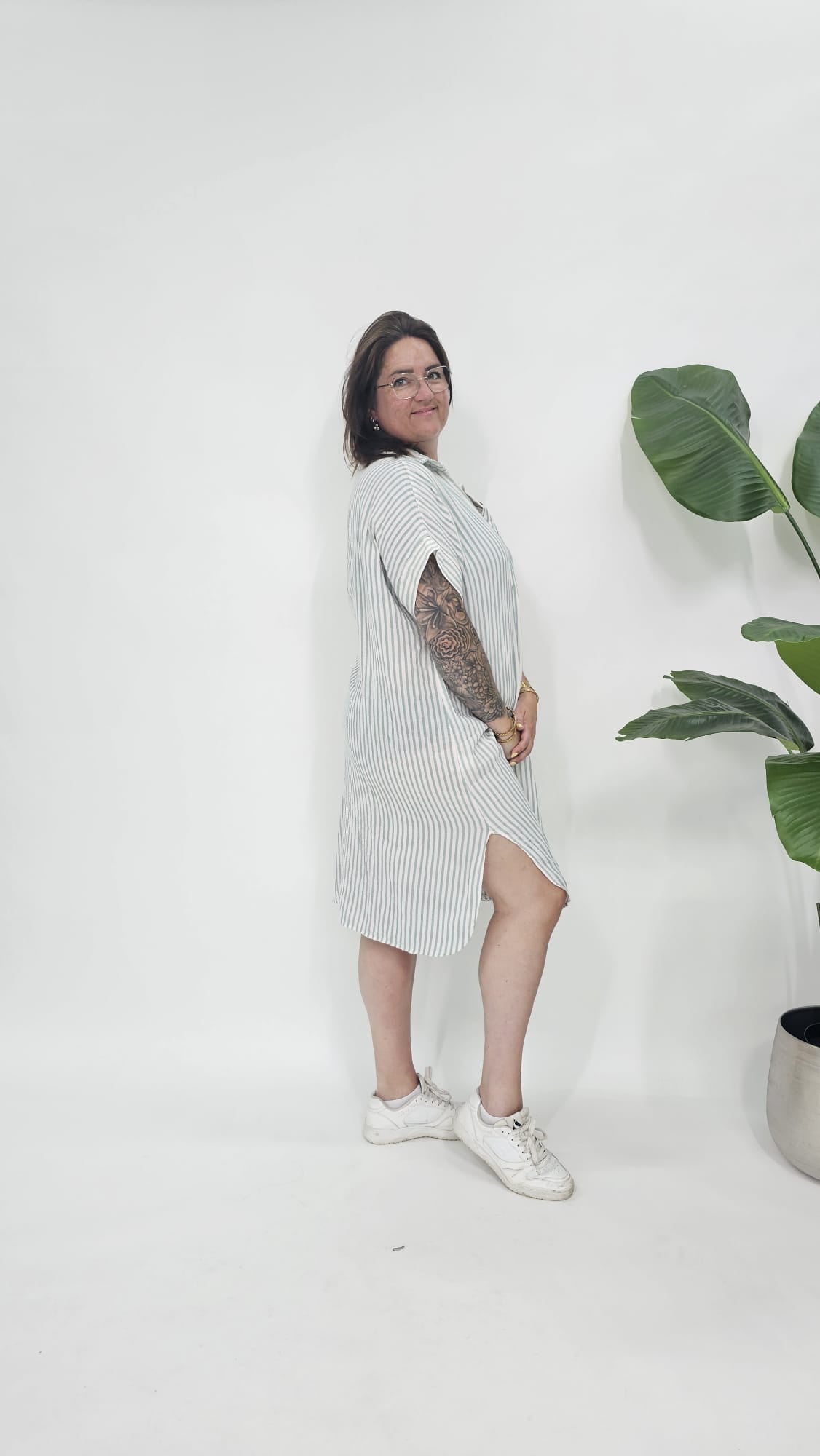 MOUSSELINE STREEP BLOUSE JURK - 2101