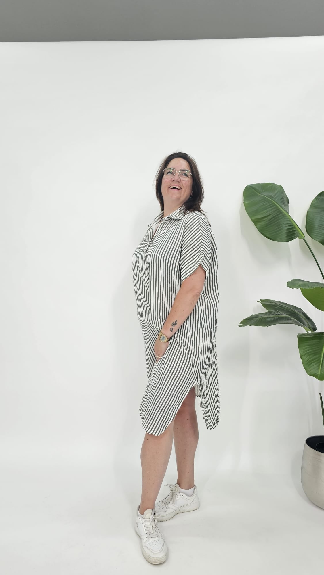 MOUSSELINE STREEP BLOUSE JURK - 2101