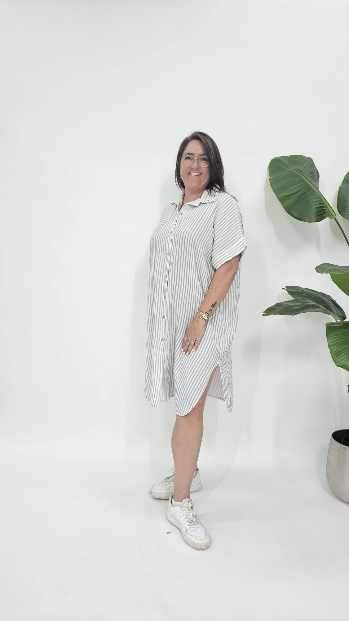MOUSSELINE STREEP BLOUSE JURK - 2101