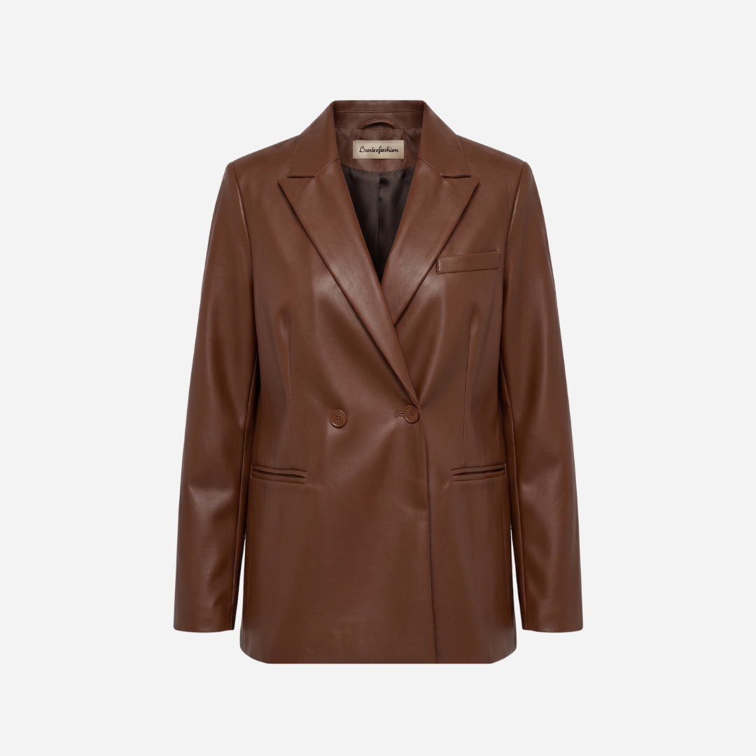LINNIES LEATHER LOOK BLAZER CHOCO