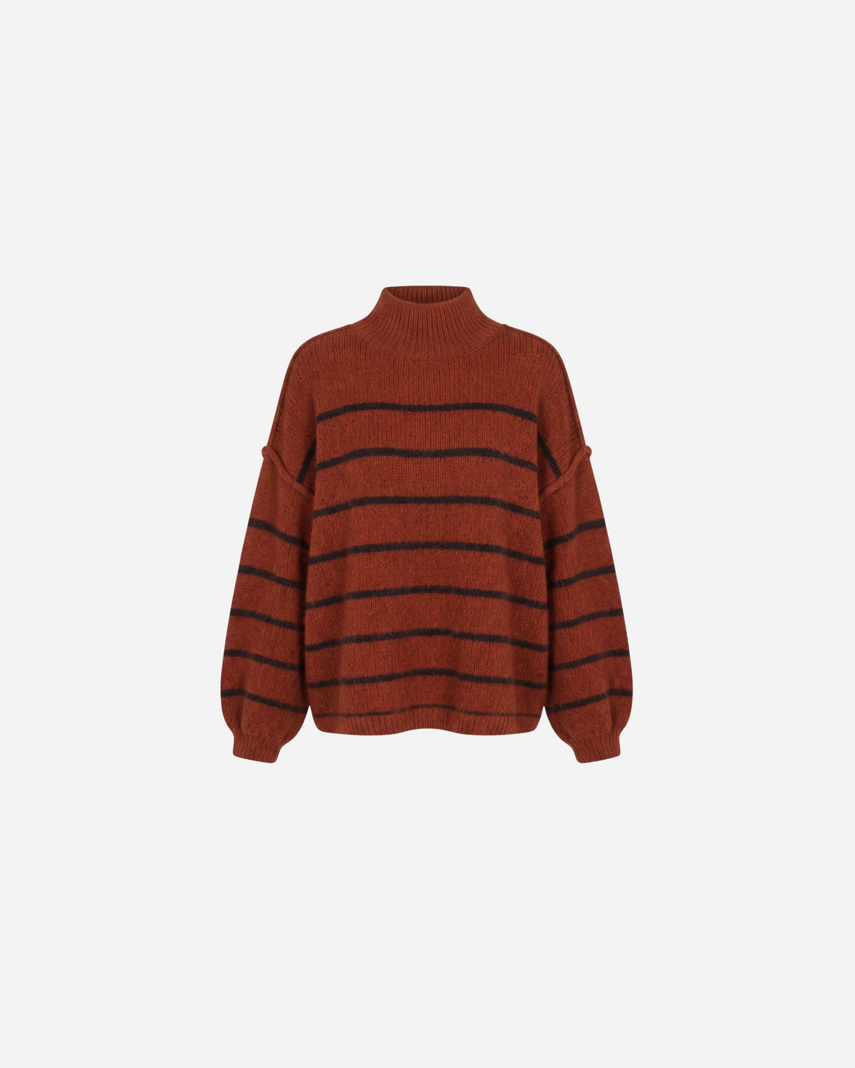 STREEP KNIT MET BALLONMOUW BRIQUE