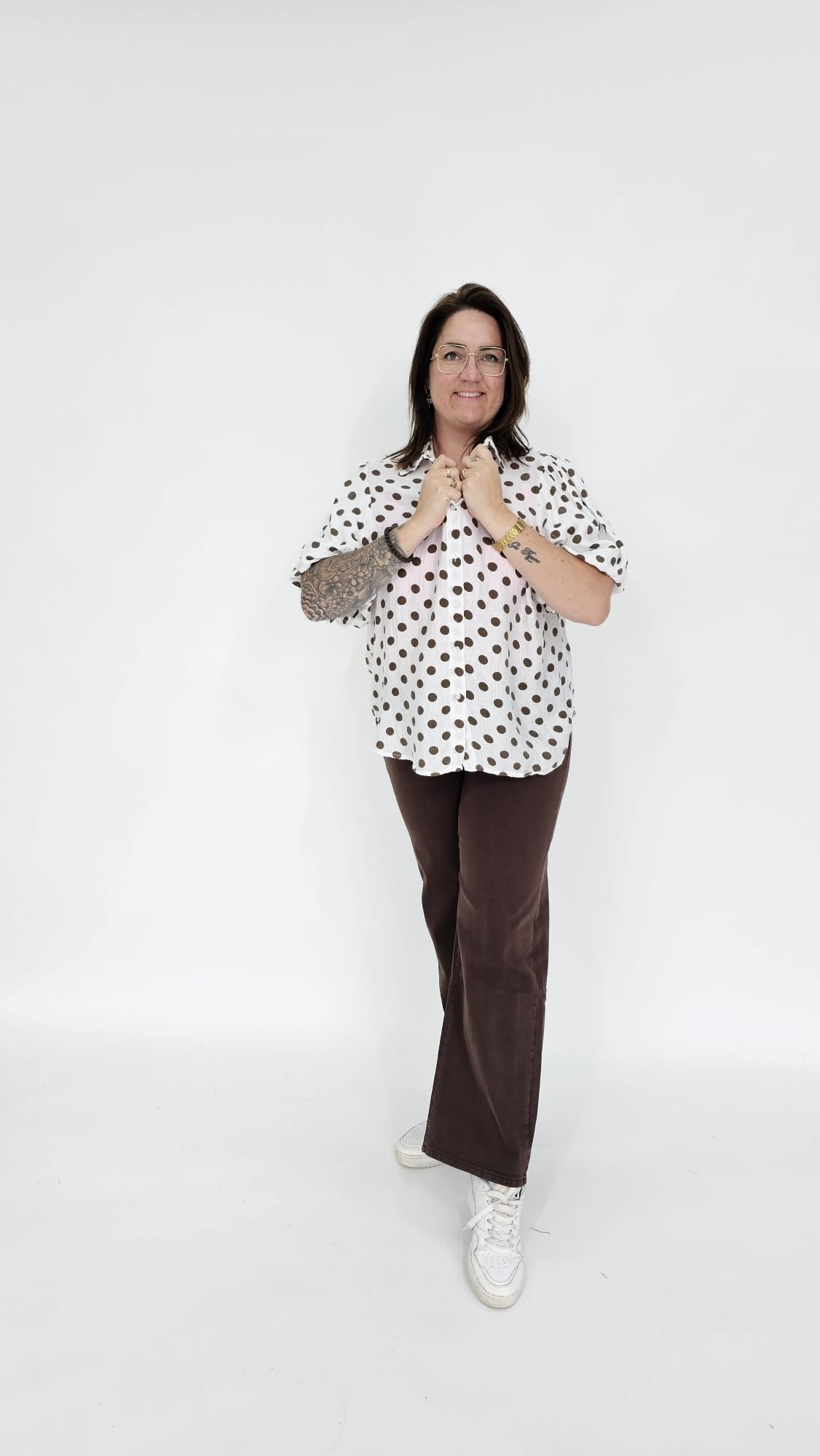 KATOENEN DOTS BLOUSE - 2066