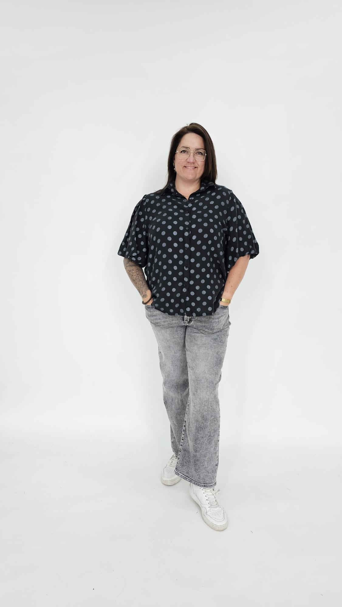 KATOENEN DOTS BLOUSE - 2066