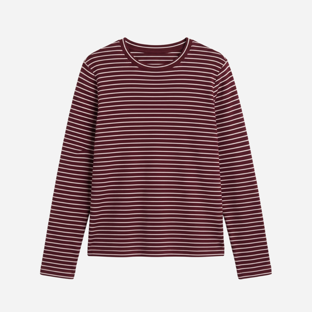 STREEPJES LONGSLEEVE LINNIES THE LABEL BURGUNDY/BEIGE