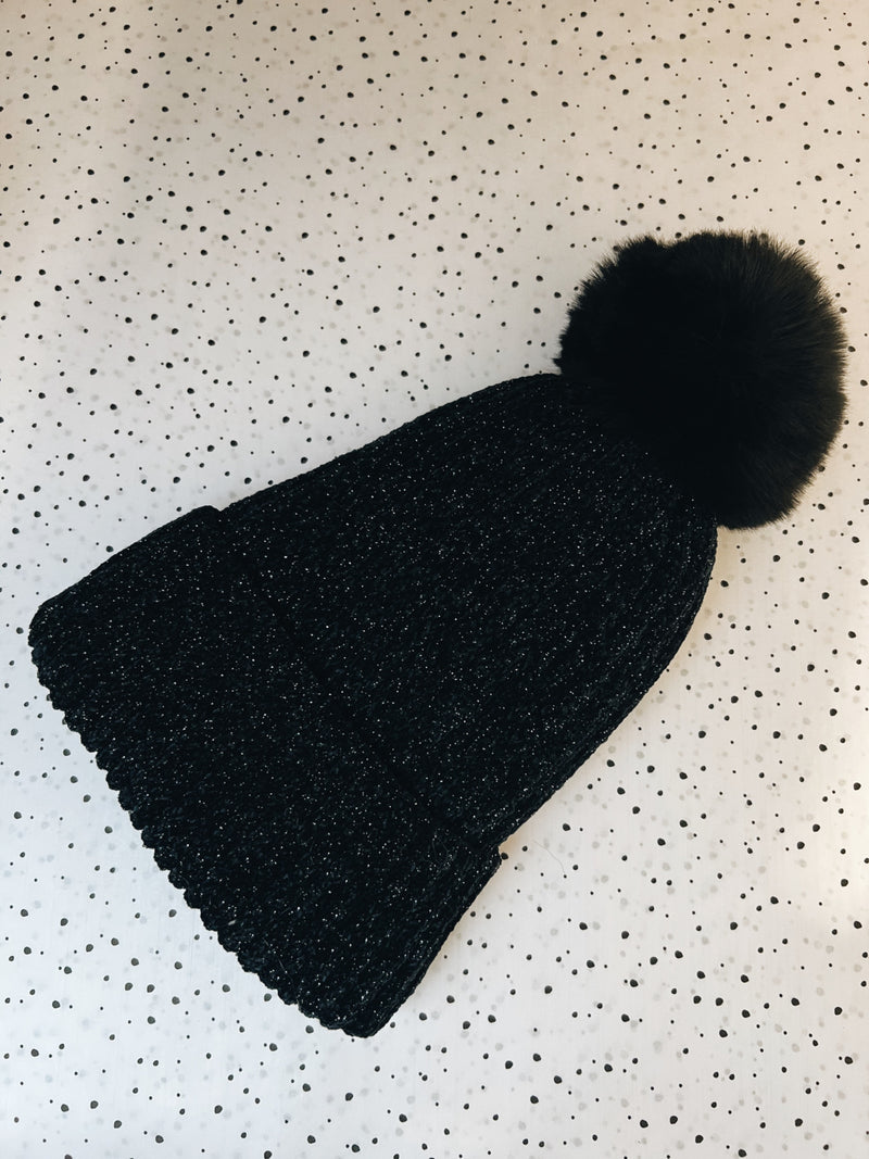 ADEL GLITTER HAT - BLACK 