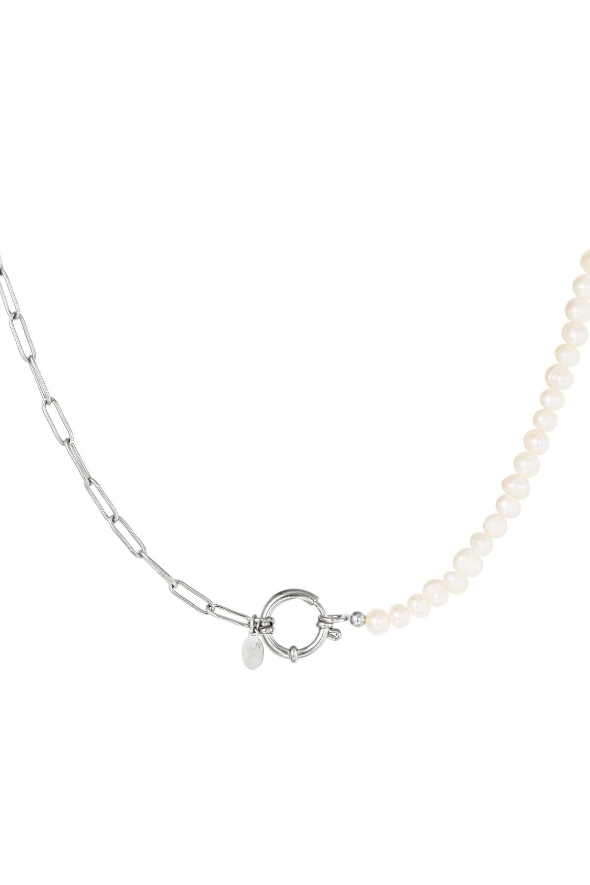 PEARL CHAIN KETTING - ZILVER/PAREL