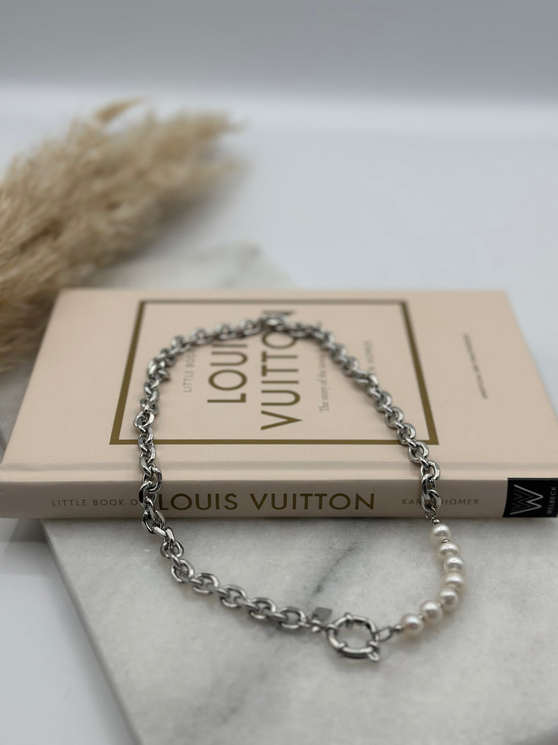 PEARL CHAIN KETTING - ZILVER